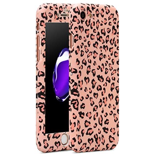 iPhone 7 case, Vancer Full Body Protection [360 Degree All-around] Series, Hard Slim Premium shockproof Cover with Tempered Glass Screen Protector for iPhone 7(4.7) (Pink Leopard)
