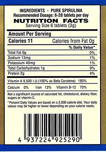 Japan Algae Spirulina 100% - 300tablets/500mg - 3-Bottle Pack