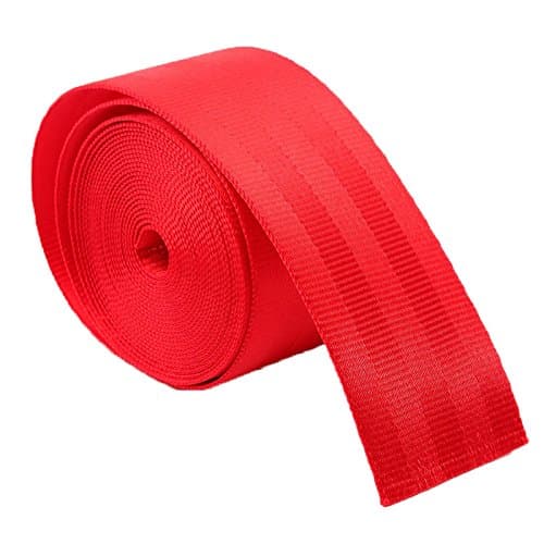MTP 2" x 10 Yards Seat-belt Black Polyester Webbing Strap Repair 5 Panel 5000 lbs (Red)