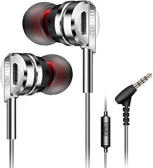DM9 In Ear Monitor Headphones, Noise Cancelling Earplugs with Microphone, Wired, Silver