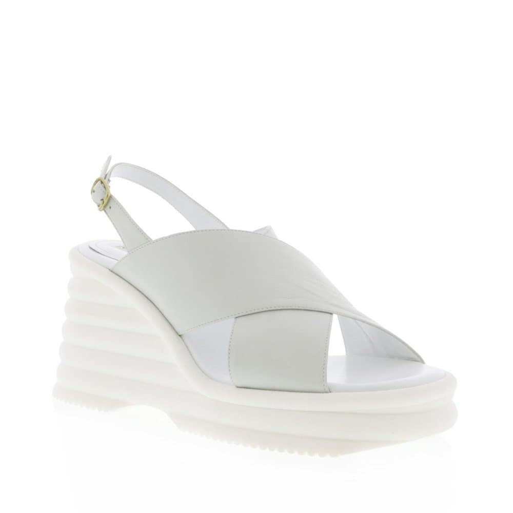 Dries Van Noten Grey Cross Strap Slingback Wedge Sandal