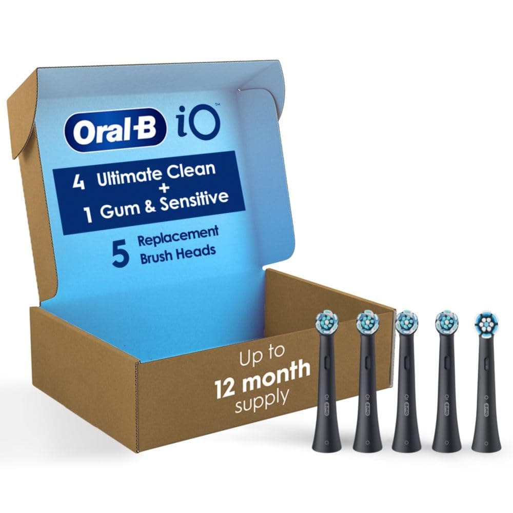 iO Ultimate Clean Replacement Brush Heads, 5 Count, 4 Ultimate Clean + 1 Gum & Sensitive Black