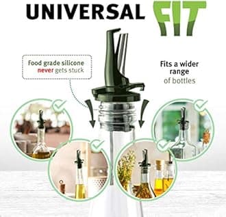 Olive Oil Dispenser - UK Patented Oil Pourer - Mid Flow Shut Off for Accurate Measurement - One Handed Open & Close Cap Keeps Oil Fresh, and Prevents Oxidisation - Green 6 Pack