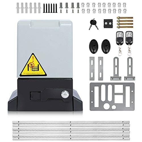 Automatic Sliding Gate Opener 4000 Pounds with Two Remote Controls Infrared Photocell Sensor Electric Gate Operator Complete Kit for Slide Gate Driveway Security Rolling Gate Up to 20ft Long