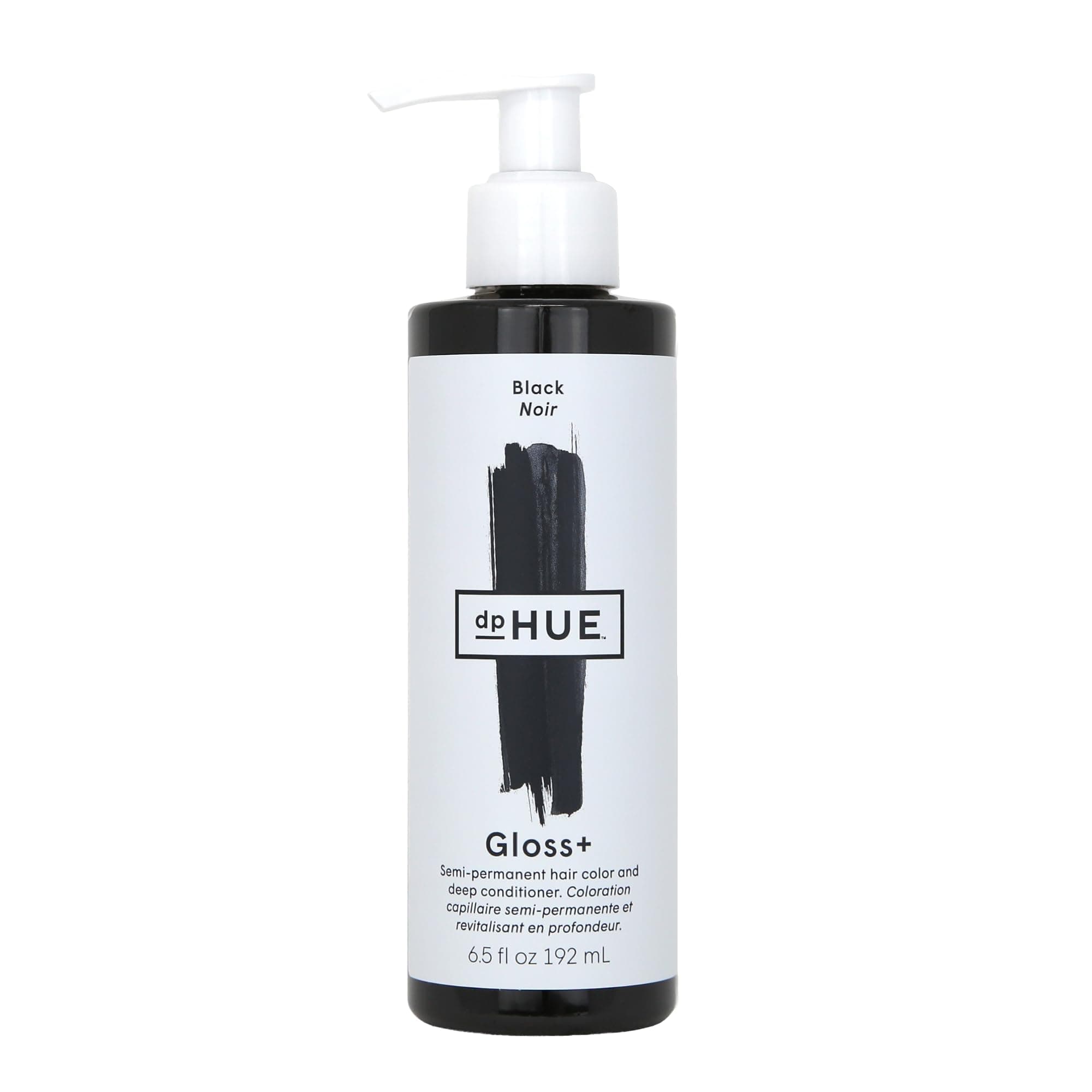 dpHUE Gloss+, Black - 6.5 oz (8-12 Applications) - Semi-Permanent Hair Color & Conditioner - Lasts Up to Eight Washes - Paraben, SLS & SLES Sulfate Free - Vegan, Leaping Bunny Certified