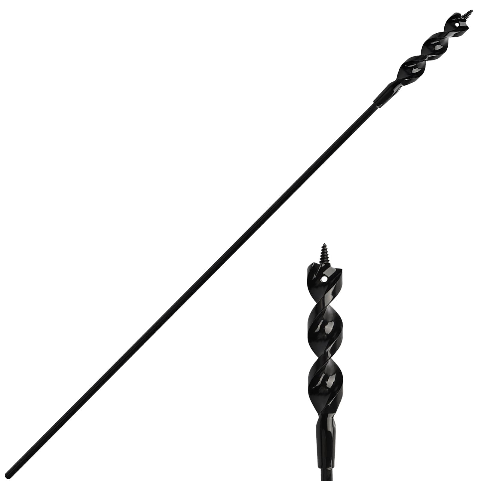 Flexible Installer Drill Bit for Pulling Wires Through Walls Ceilings and Sidewalks, 54-Inch Long, 3/4-Inch Auger with a Fish Eye Hole and Screw Point, 1/4" 3-Flat Anti-Slip Shank.