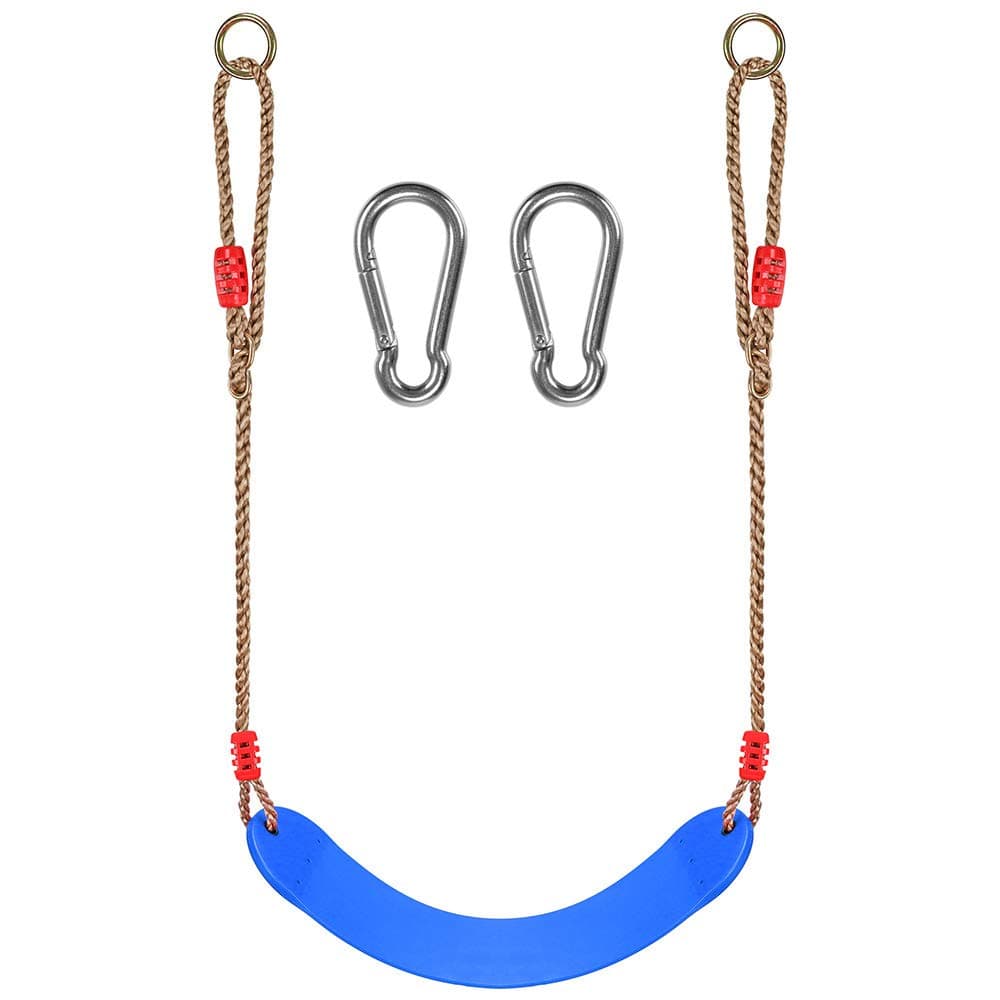 Child Swing Seat, EVA Soft Plastic Non Slip Hanging Tree Swing Seat with Snap Hook, Length Adjustable Rope, Swing Set for Kid Indoor Outdoor Playground Backyard, 43x17cm, Blue