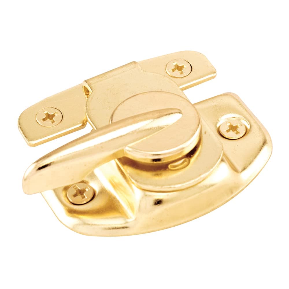 Prime-Line U 9924 Sash Lock, 1-3/4 and 1-1/2 In. Hole Centers, Fits Single/Double Hung Wood Windows, Steel w/Diecast Lever, Bright Brass-Plated (Single Pack)