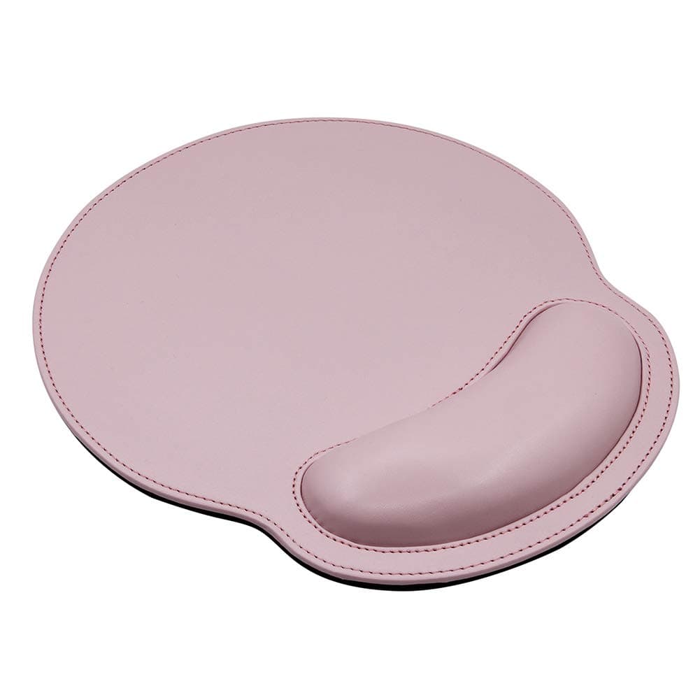 Ergonomic Mouse Pad with Wrist Support,PU Leather Mousepad for Laptop Computers,Non Slip Rubber Base Memory Foam Wrist Rest Mouse Pads for Home Work Office Easy Typing Pain Relief,Baby Pink