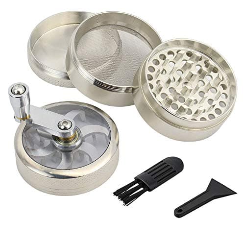 EXSHOW Zinc-Alloy Herb Grinder with Handle 2.1 inch 4 Piece