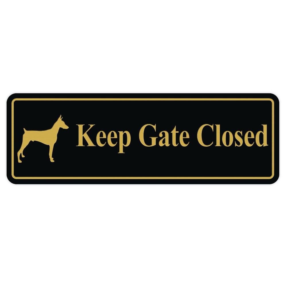 Keep GATE Closed Dog Sign - Black/Gold (Small)