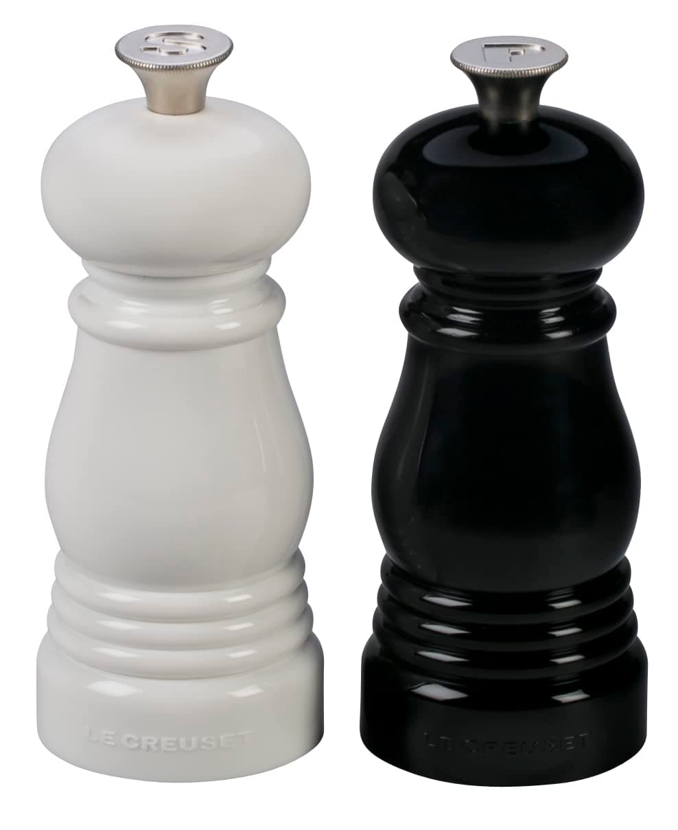 Petite Salt and Pepper Mill Set, 5" x 2" each, Black and White