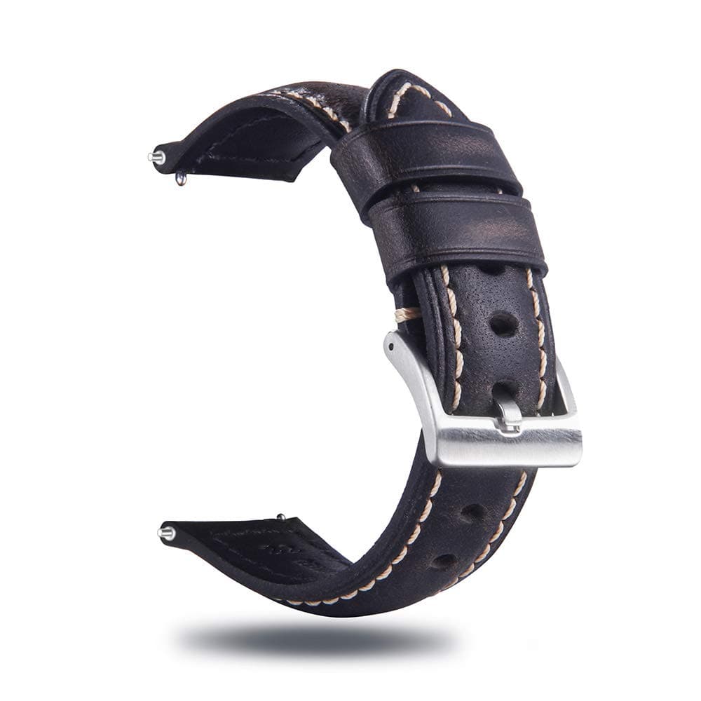 Berfine Quick Release Retro Leather Watch Band,Vintage Pull-up Leather Watch Strap