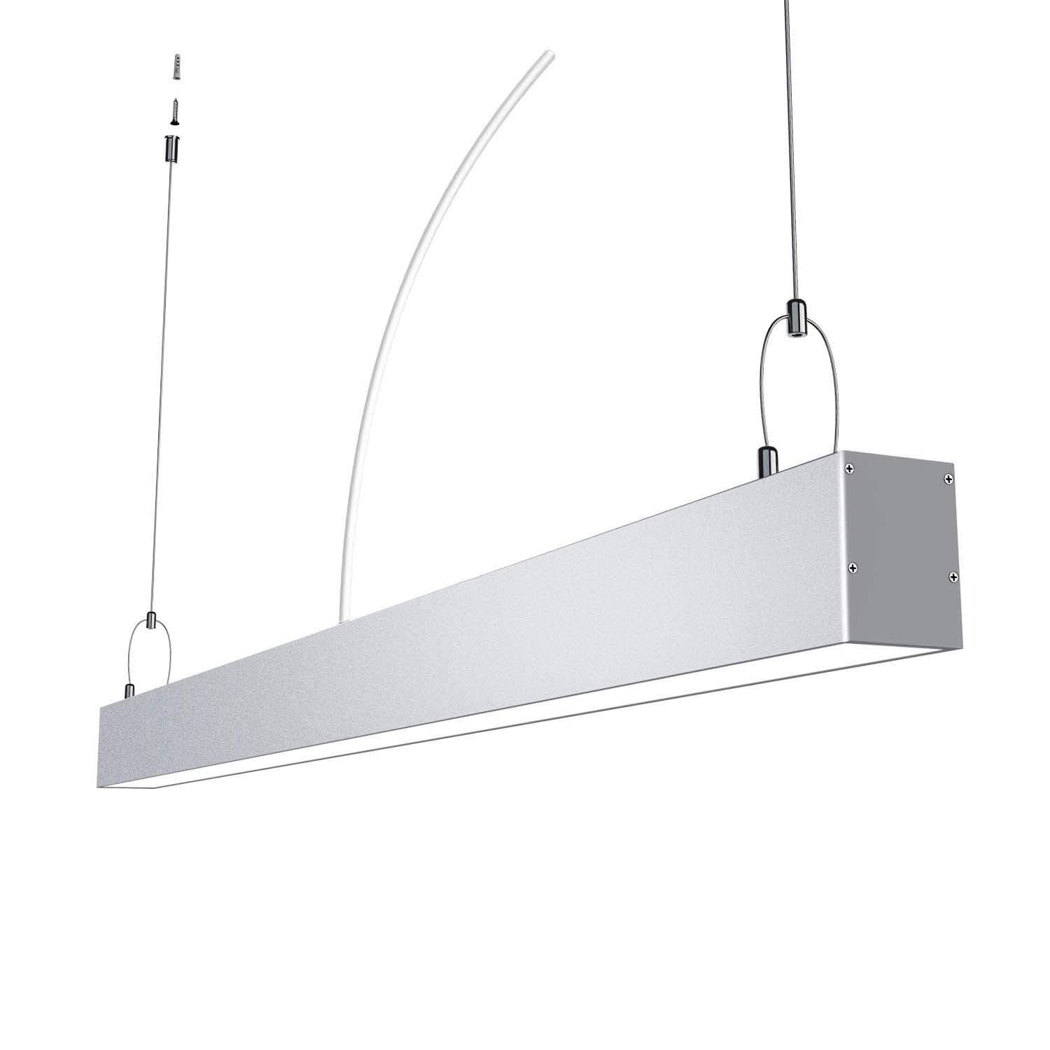 4ft Dimmable 40W LED Linear Light,110V-277V 4600lm 5000K Linkable Suspension Linear Bay Light, Contemporary Design Style Lighting Fixture for Offices, Studios and Commercial Places