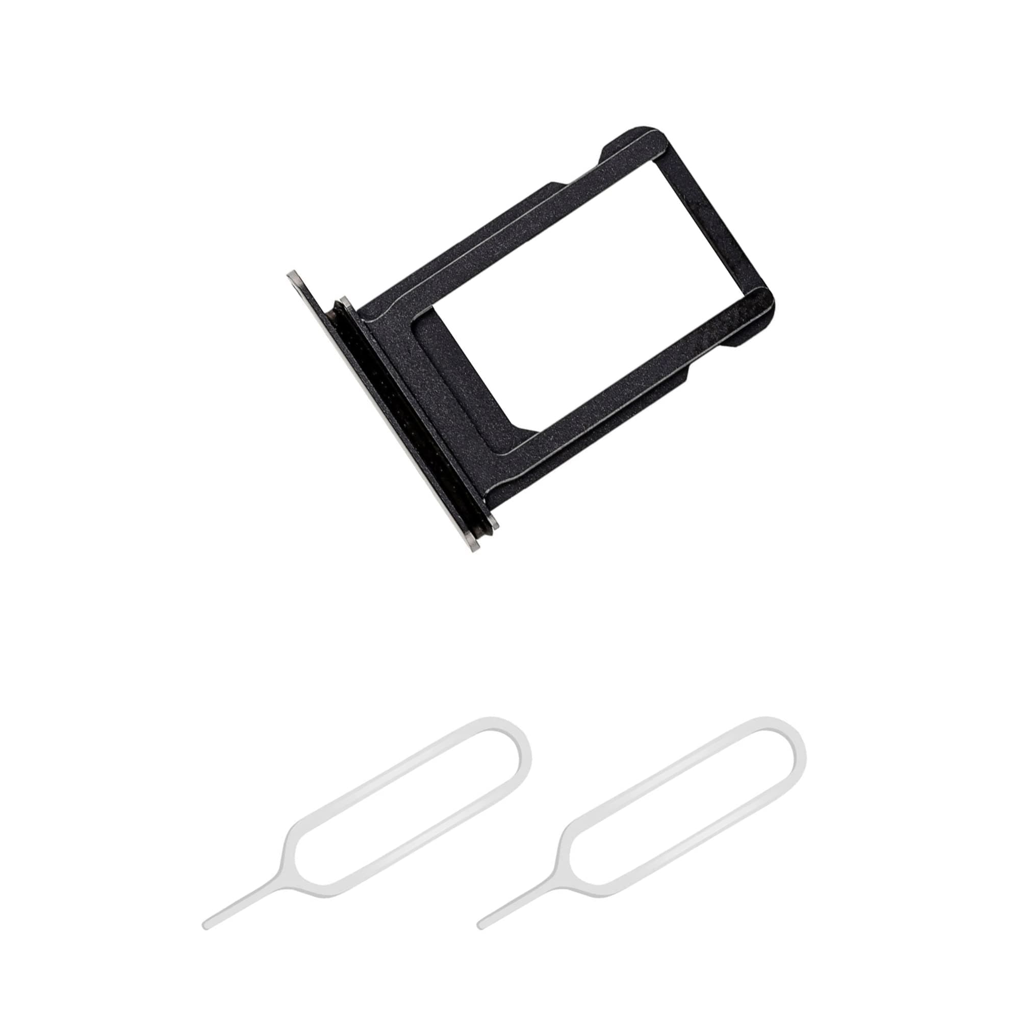THE TECH DOCTOR Replacement Single Sim Tray Card Slot for iPhone with 2x Sim Pin Open Ejector Tool (iPhone XR, Black)