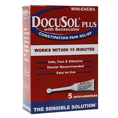 Docusol Plus Docusate Sodium with Benzocaine 5 Count (2 PACK)