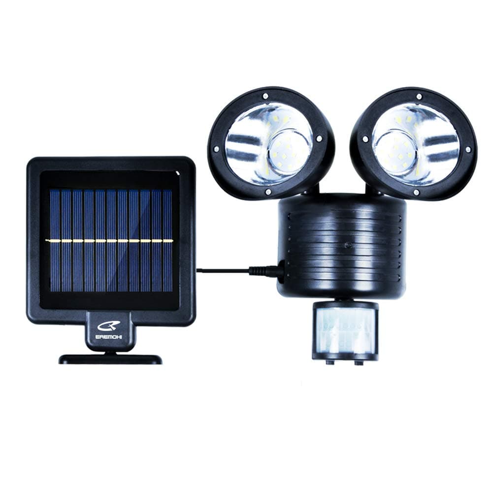 Solar Security Light,2 Heads Floodlight with Motion Sensor,LED Super Bright Outdoor Flood Light,ETL- Certified,5000K,IP65 Waterproof,3 Adjustable Heads for Garage,Patio,Garden,Porch&Stair