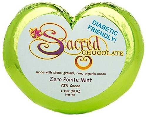 Sacred Chocolate ZERO POINTE MINT -- DIABETIC FRIENDLY -- SUGAR FREE, Stone-Ground, Organic Vegan RAW Chocolate 73% Cacao 1.44oz Bar (12 Pack)