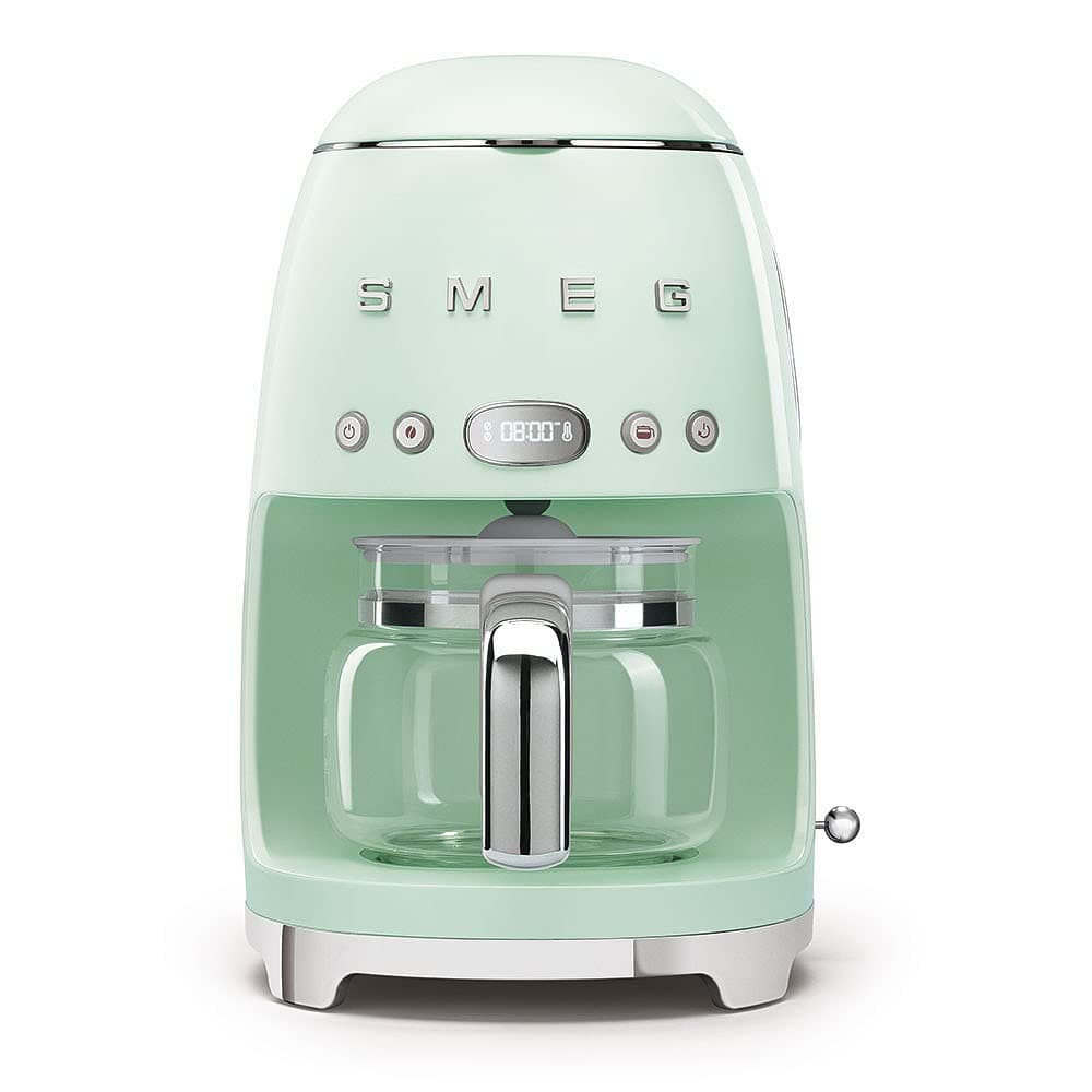 Smeg Dcf02PgUK Drip Coffee Machine, 10 Cup Capacity, Auto-Start Mode, REUSeable Filter, Digital Display, Anti-Drip System, Aroma Intensity Option, 1.4 Litre Tank, Pastel Green, 1 Year Warranty