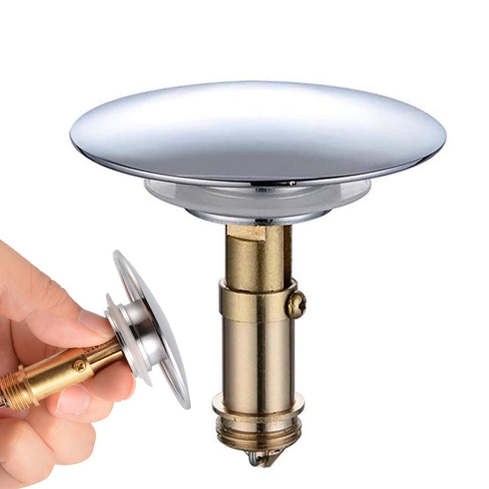 Bathroom Sink Drain Plug Stopper, 66mm Push Pop-Up Click Clack Plug Stopper, Bathroom Basin Sink Push Button Drain Stopper 37mm Brass Polished Chrome Pop Up Click Clack Plug Bath Vanity Sink