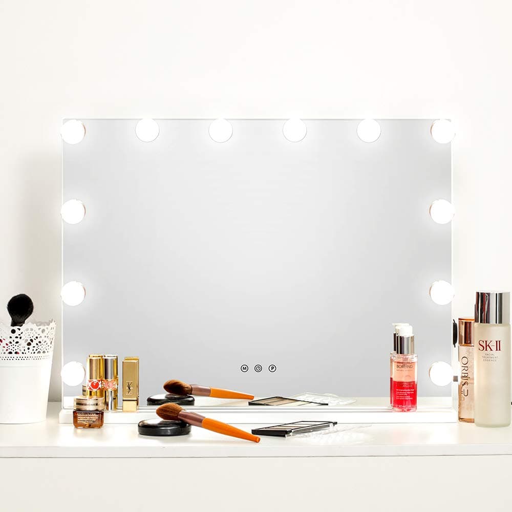 MAYLANLED Lighted Makeup Vanity Mirror Hollywood Style Tabletop Mirrors for Makeup Dressing Table with 12 Dimmable Light