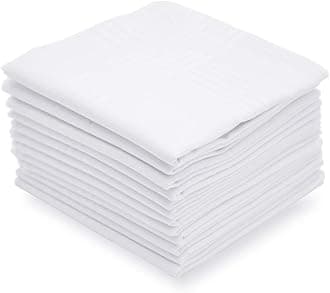 Selected Hanky Men's Handkerchiefs,100% Soft Cotton,White Classic Hankie Pack of 12