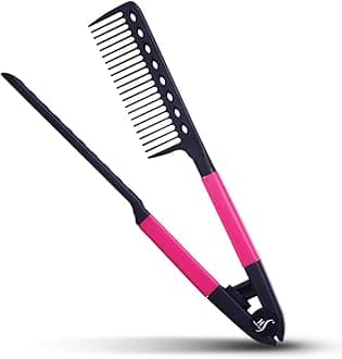 Hair Straightening Comb - Straightener Comb for Flat Iron - Makes Styling Easy - Get Straight Hair in Minutes (Pink)