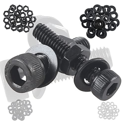 huruirui M2 M3 M4 M5 Nuts and Bolts Washers Assorted Set, Black Hex Socket Head Cap Screws Bolts and Nuts Kit 945pcs, Thread Machine Hex Bolt Set Fastener Repair Tools Assortment Kit