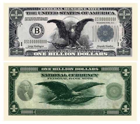 Billion Dollar Bill - Pack of 50 Bills - Patterned After The Black Eagle Silver Certificate Banknote