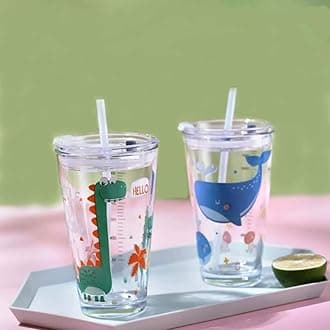 Classic Premium Beer Pint Glasses with Lid - Highball Cocktail Mixing Glass Perfect for Cold Beverages, Soda, Water - Used in Bar, Restaurant, Pub (400 ml)(Random Design) (2)