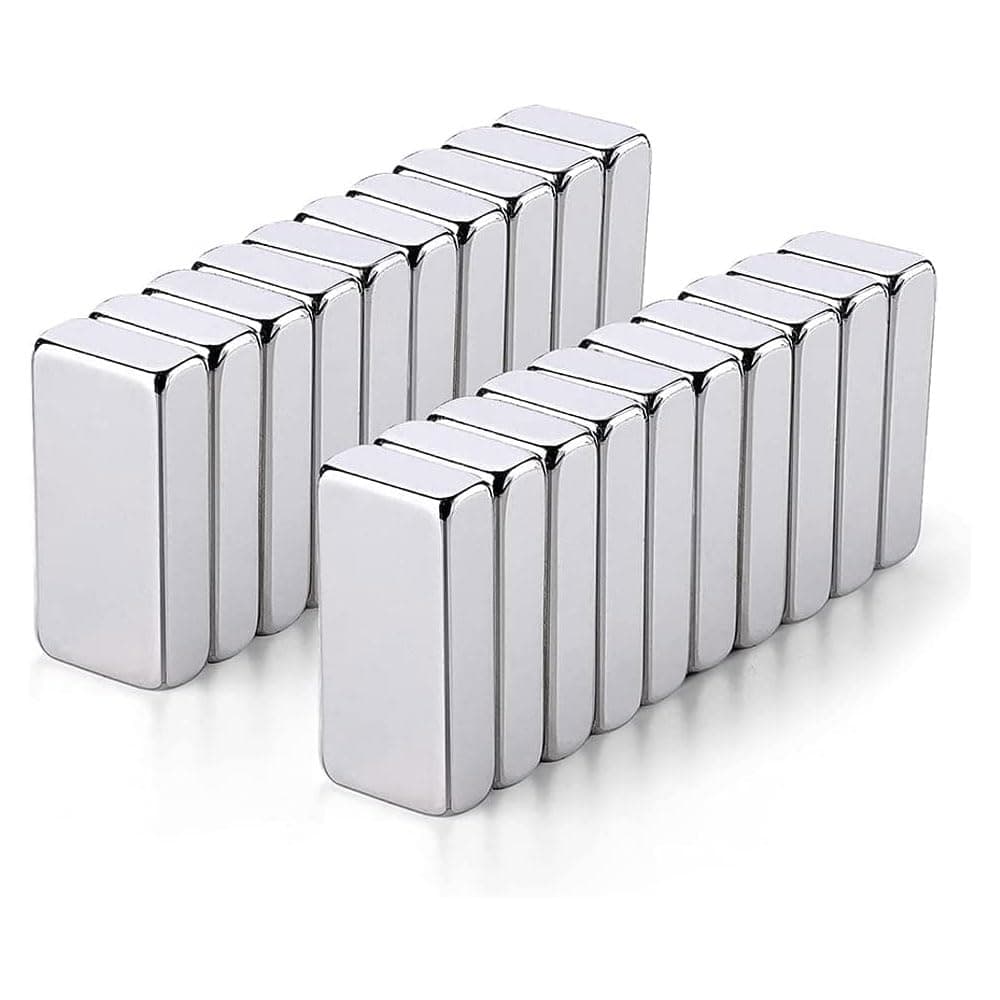 Excefore Neodymium Magnets, 20 Pack Super Strong Waterproof, Silver, Rectangular, 20x10x3mm