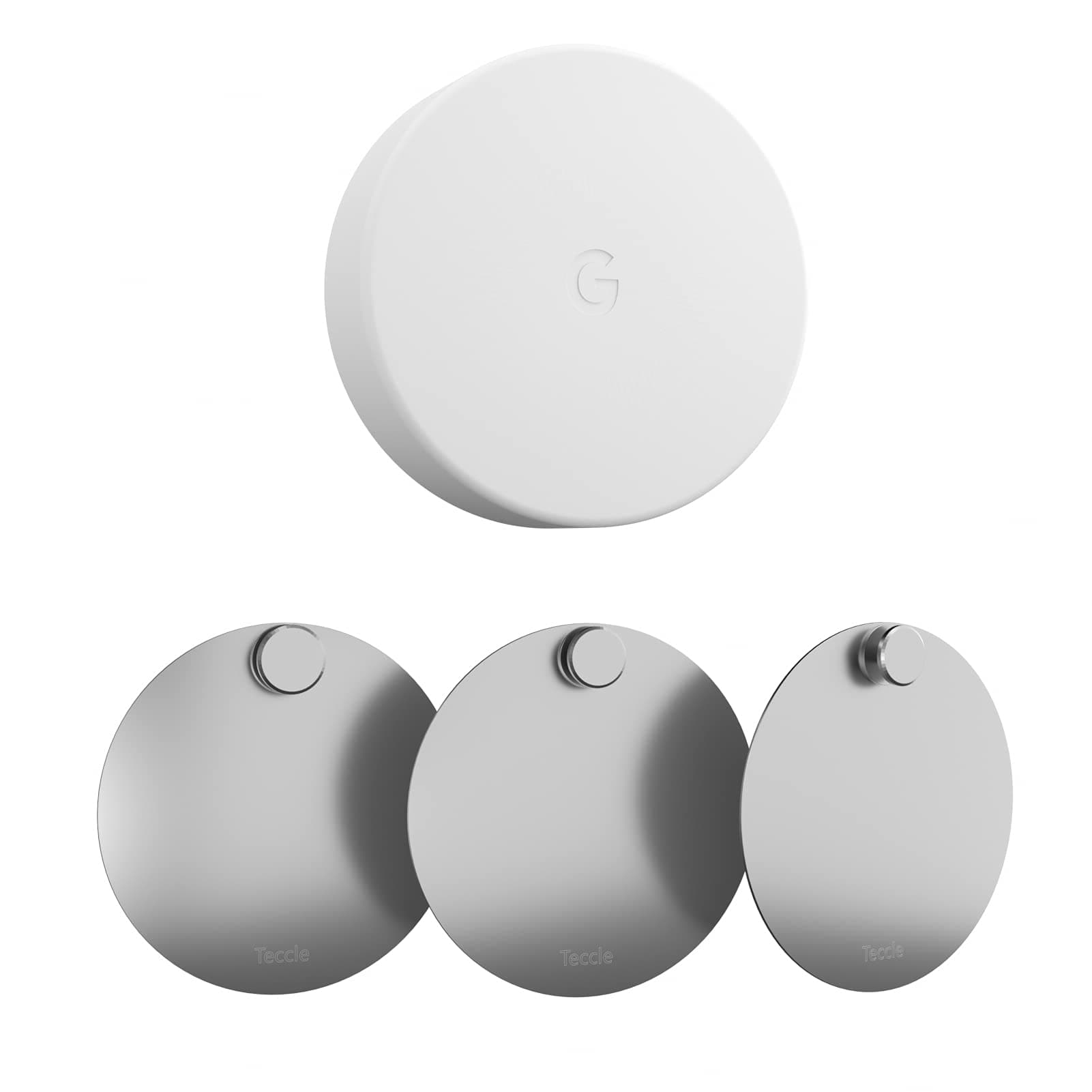 Teccle Wall Mount for Nest Temperature Sensor - No Holes - Stainless Steel Bracket Plate for Google Nest Temperature Sensor Mount, Smooth Dry Surface (Pack of 3)