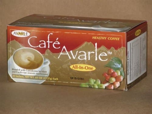 All-in-One Healthy Coffee with Ganoderma & Cordceps. Creamer, Sugar & Xylitol 1Box (20 Pks Ea) by Cafe Avarle