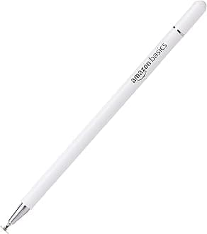 Amazon Basics Capacitive Stylus Pen for iOS and Android Touchscreen Devices, Fine Point Disc Tip, Lightweight Metal Body with Magnetic Cover, (White)