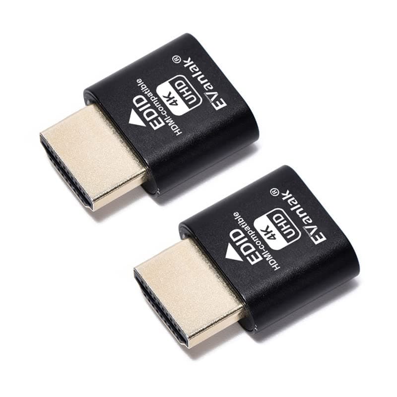 HDMI Dummy Plug Headless Ghost Display Emulator Premium Aluminum PC（Fit Headless-3840x2160@60H New 3RD）-2Pack
