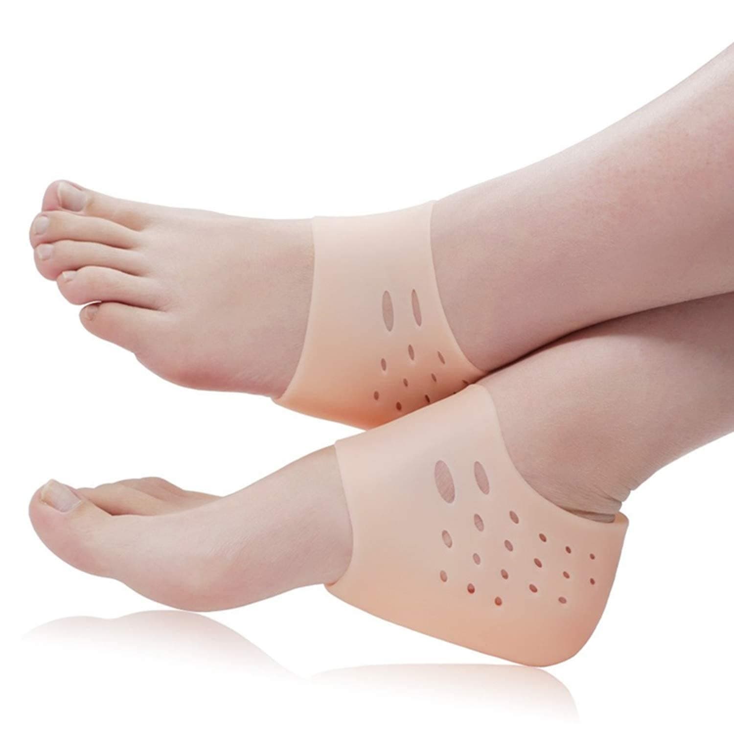 ELECDON 2 Pcs Invisible Height Increase Insole, Height Increase Socks Wearable Heel Cushion Inserts Shoe Soft Silicone Heel Lift Insole Leg Lengthen, for Men and Women 5.5 cm(Beige)