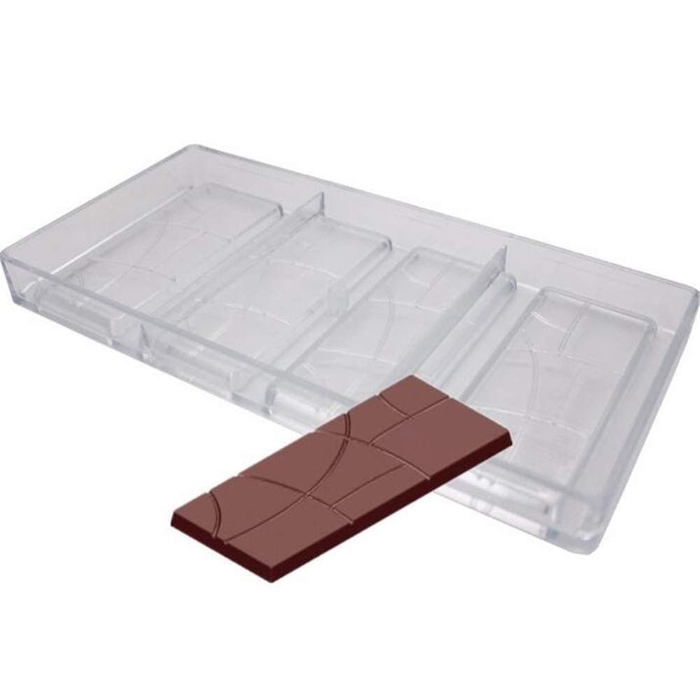 Plain Chocolate Bars Molds Injection Hard PC Candy Mould Baking, Polycarbonate Chocolate Mould, 4 Break Apart Chocolate Chunk Molds, Plastic Clear Pastry Cake Cocolate Maker Bakeware Pan