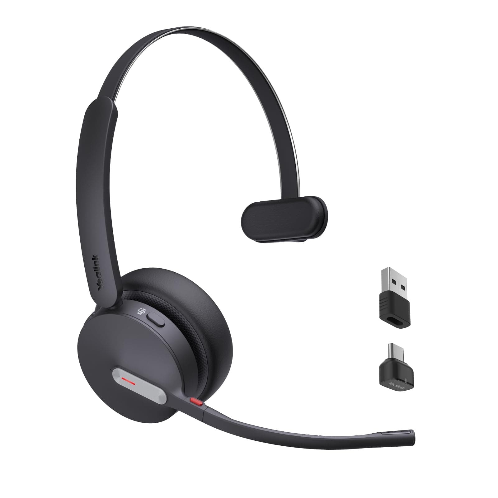 BH70 Mono Wireless Bluetooth Headset with Microphone for Work, up to 35h Talking Battery Life, 3-Mic Noise Cancellation, 91g Lightweight Microsoft Teams Certified Work Headsets for PC, USB-A