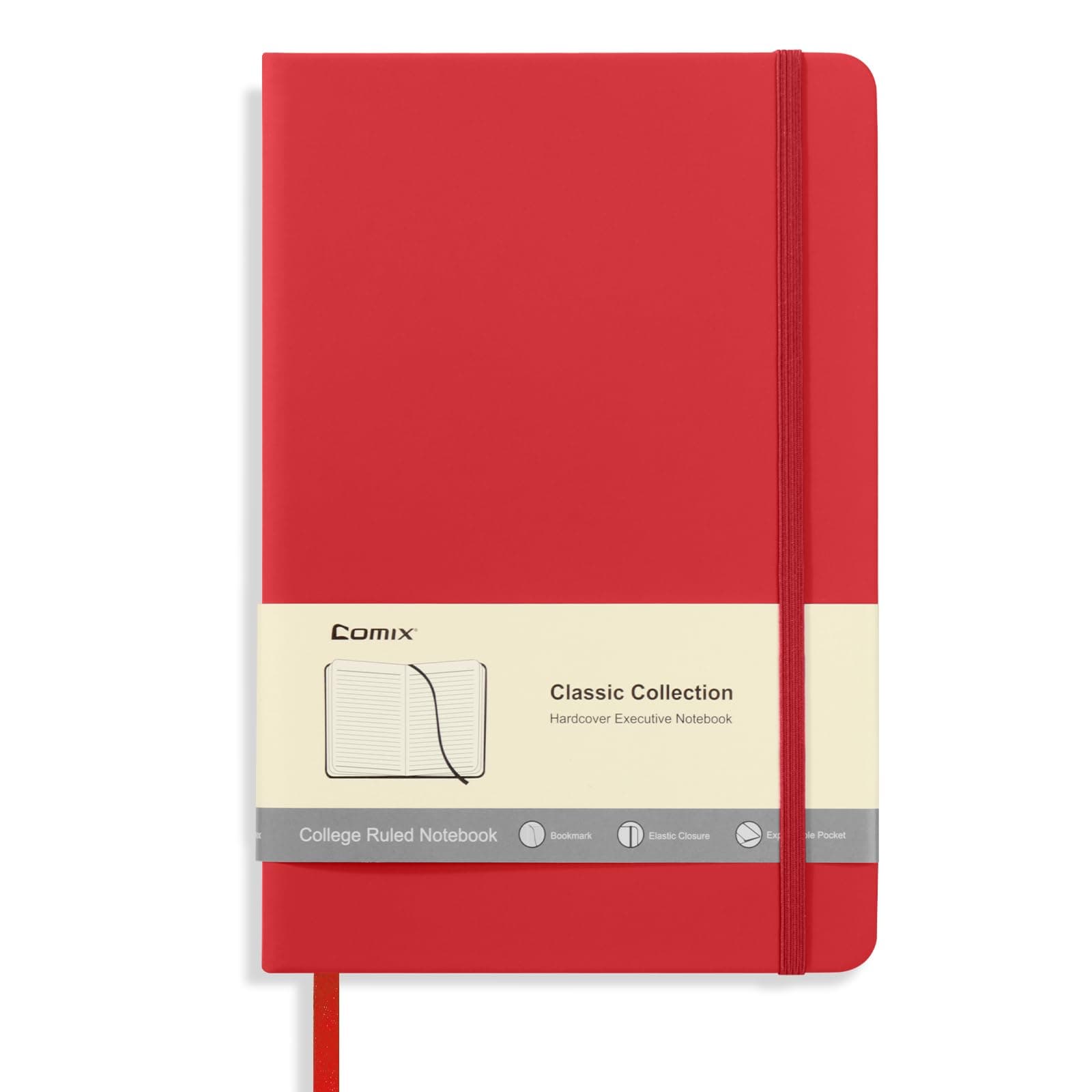 Lined Journal Notebook for Women Men, Journaling Notebooks for Office School Home, 240 Pages, 5.5" x 8.3", College Ruled, A5, Hardcover, Red