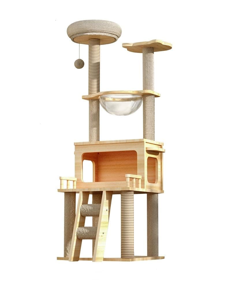 Cat Tree Tower Indoor - Modern Activity Center With Scratching Post, Standing House Condo, Fun Toys for Kittens, Pet Playhouse (147CM) (147CM)