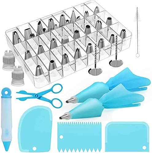 FrenchWare Set of 42 Cake Decorating Tools Kit with Storage Box |30 Icing Tips| 100% Food-Grade | Dishwasher Safe | FDA Approved (Plastic)