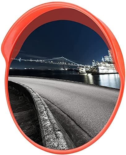 DARIT [Pack of 2] 100cm Convex Mirror Polycarbonate Road Security Traffic Safety Mirror, 1m, Weatherproof, Unbreakable with Mount, Wide Angle Mirror for In- & Outdoors, Red(40 Inch) Pack Of 2