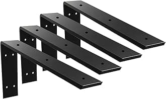 Winker Countertop Support Bracket 4 Pack Heavy Duty Hidden L Shelf Bracket 20" x 8" x 2.5" Metal Corbels for Quartz/Granite/Wood/Concrete/Laminate Countertops, Black (7 Hole)