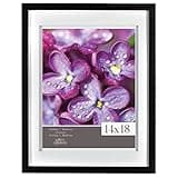 Gallery Solutions 14X18 Black Wood Wall Frame With Double White Mat For 11X14 Image