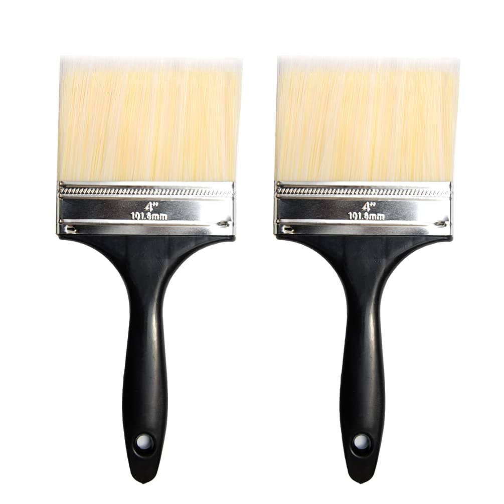 2 Pack - 4 inch Paint Brushes Latex or Oil Based Paints for Indoor or Outdoor
