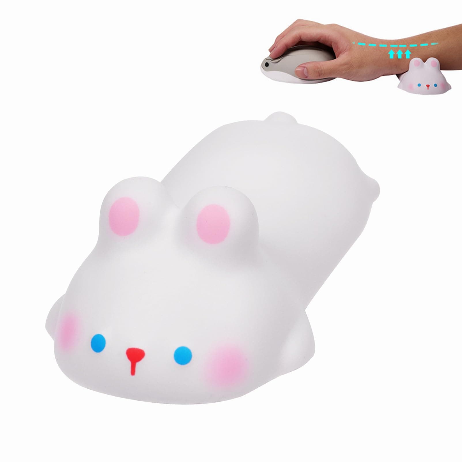 Small Wrist Rest Mouse Pad for Mouse, Mini Cute Ergonomic Cartoon Mousepad Memory Foam Design Animal Shape Wrist Support Pillow Rest Cushion Mat for Office Computer Laptop(Rabbit)