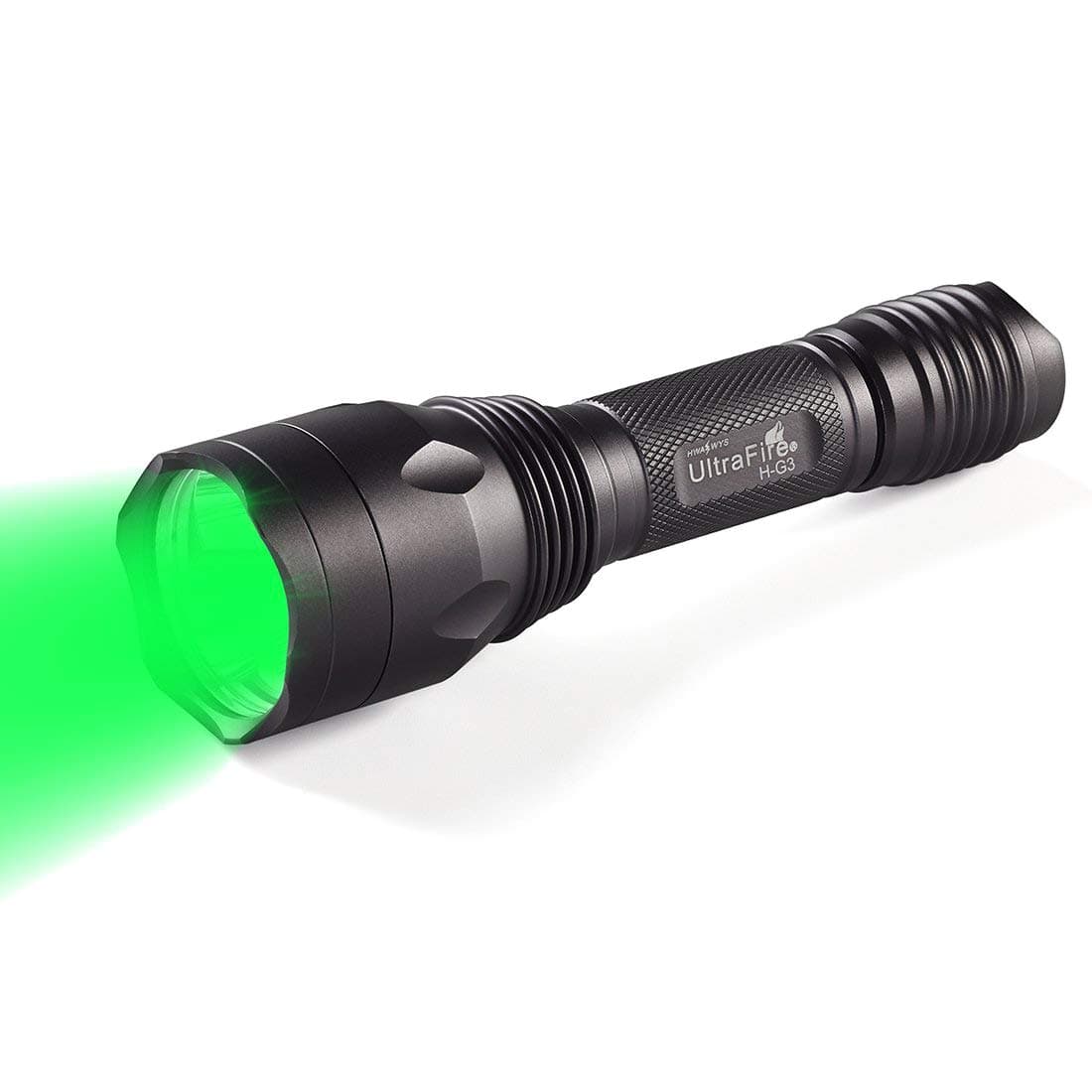 ULTRAFIRE Green Hunting Flashlight, XP-E2 LED 650 Lumens, Single Mode, 520-535 nm Wavelength 256 Yards,Tactical Night Hunting Light for Hog Pig Coyote Varmint Predator Rifle
