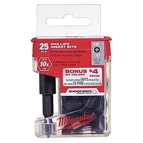 Milwaukee 48-32-5009 Phillips #2 Bit w/ Magnetic Bit Tip Holder (25-Piece) 2 Pack