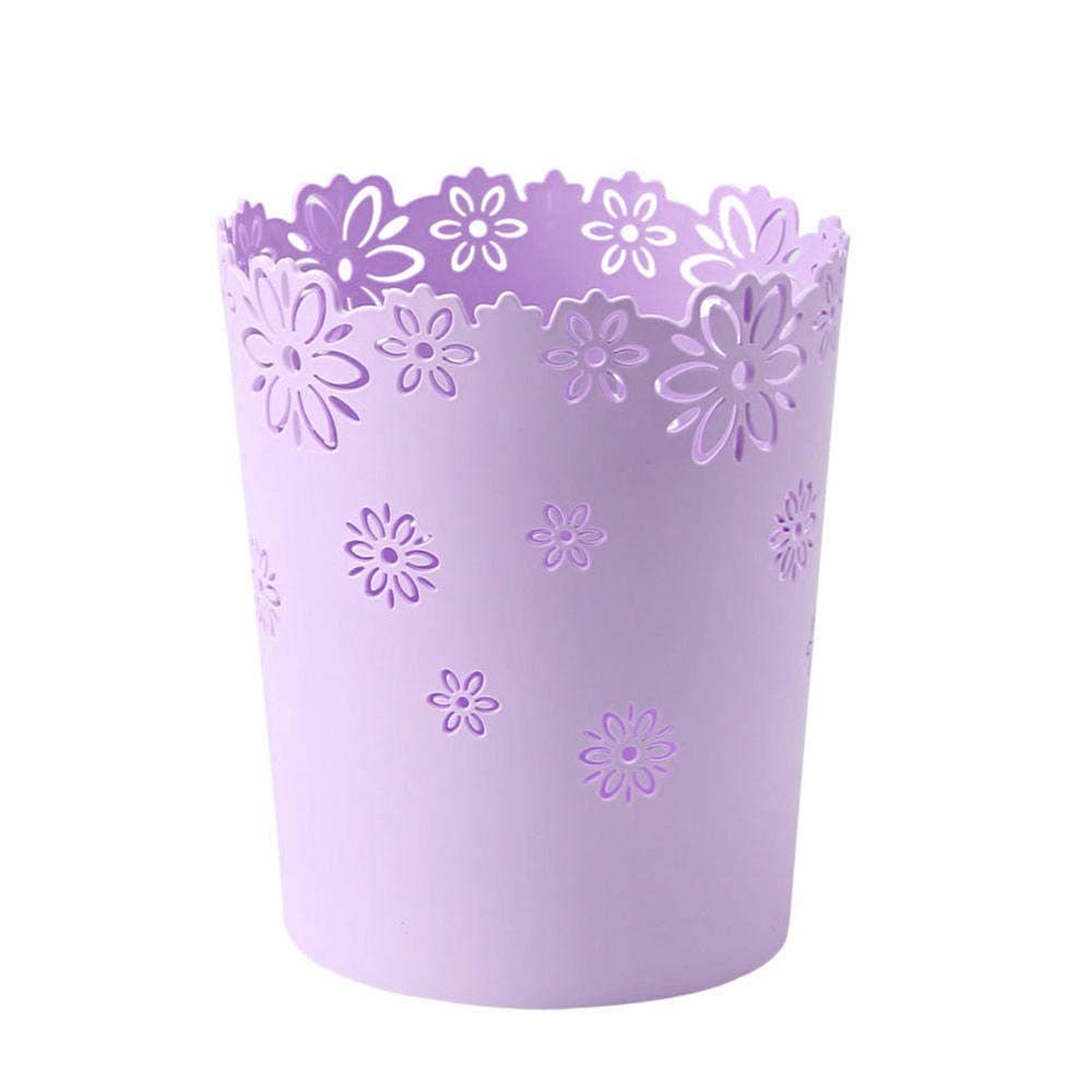Plastic Waste Bin without lid, Small Dustbin, Purple Wastebasket , Kitchen/Bathroom/Desk/Children's Bedroom/Office Table, 8.5 x 10.2 x 6.9in