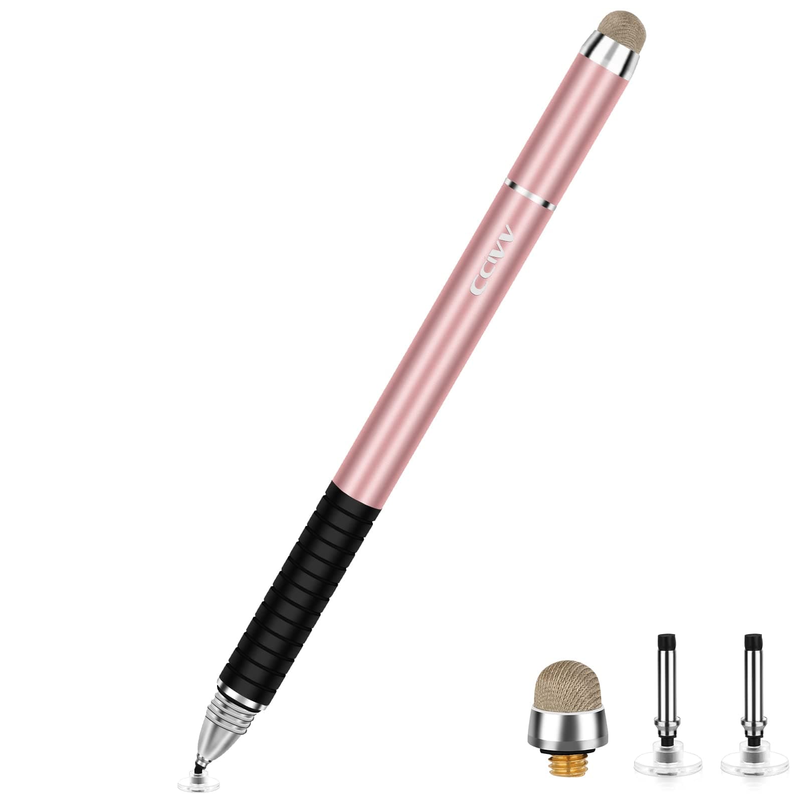 Stylus Pen for Touch Screen, 2 in 1 Fine Point and Mesh Tip Stylus Compatible for Tablet and Cellphone (1Pc, Rose Gold)